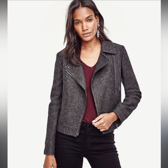 Ann Taylor Gray Wool Blend Moto Jacket size XL NWT! - Picture 1 of 10